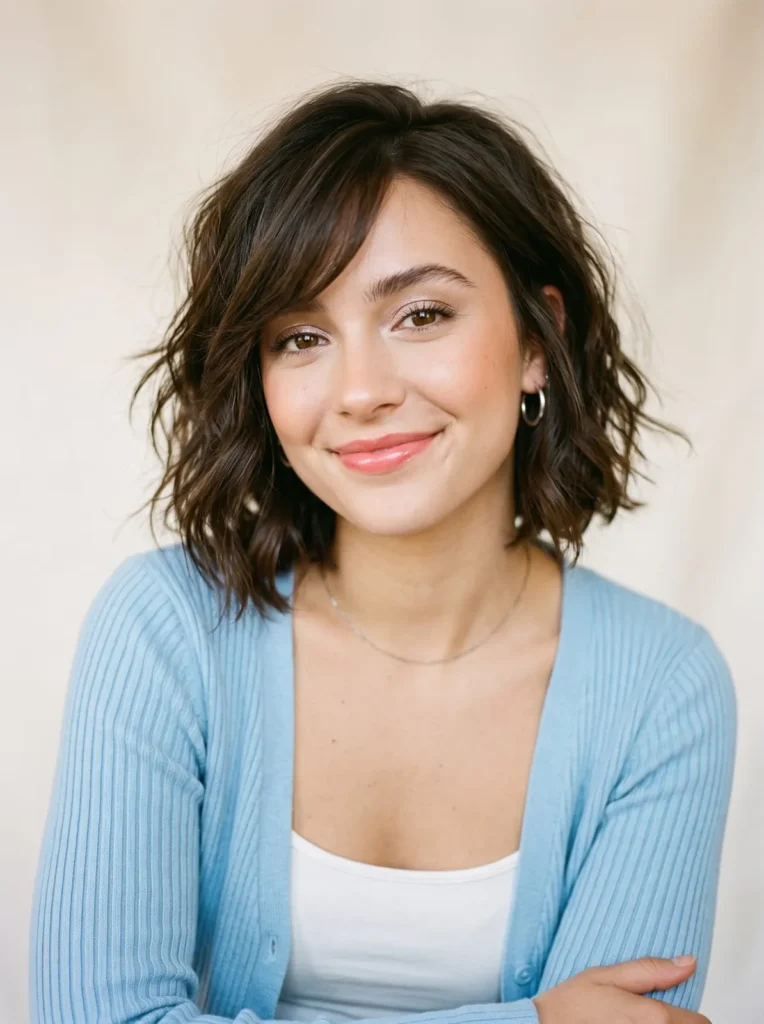 Textured bob with side bangs