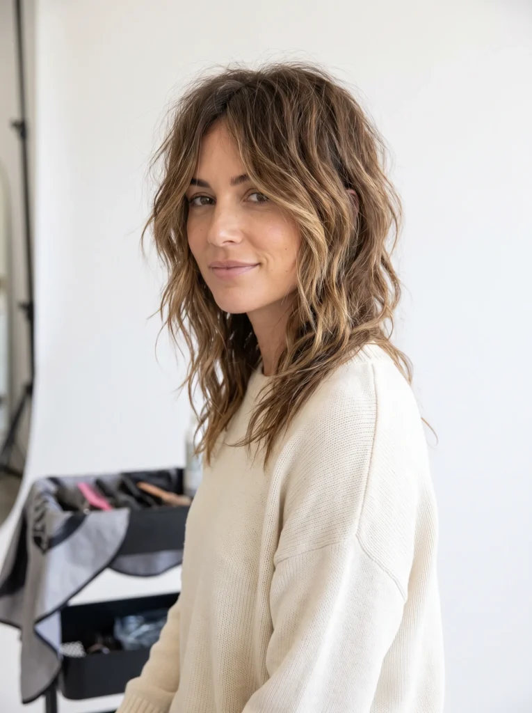 Tousled wave mullet
