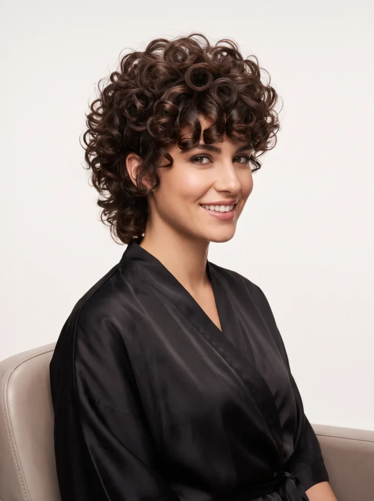 Voluminous curl mullet