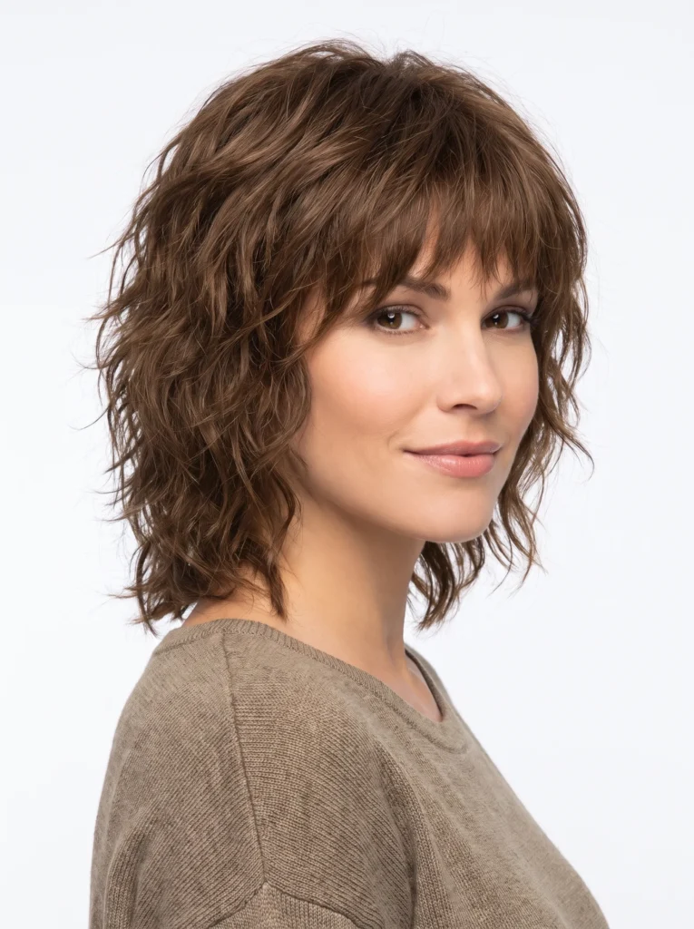 Wavy shag mullet