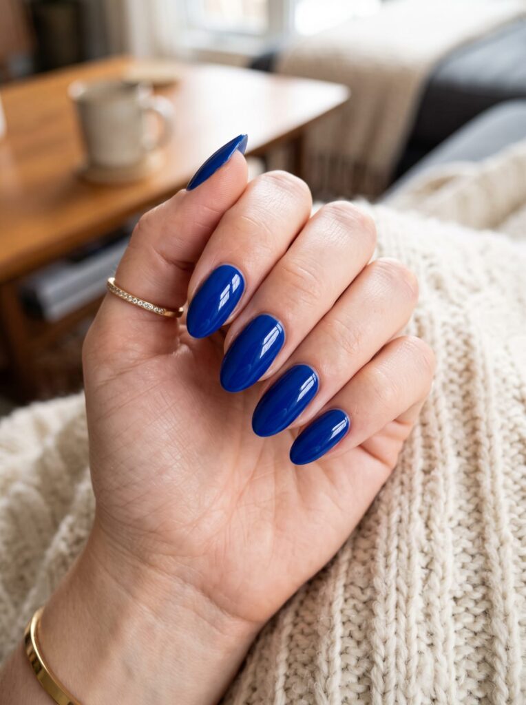 Classic Glossy Royal Blue Nails