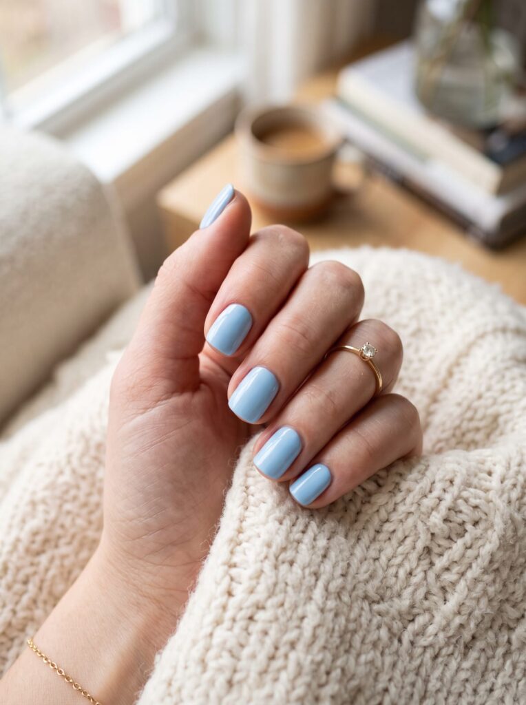 Soft Baby Blue Nails