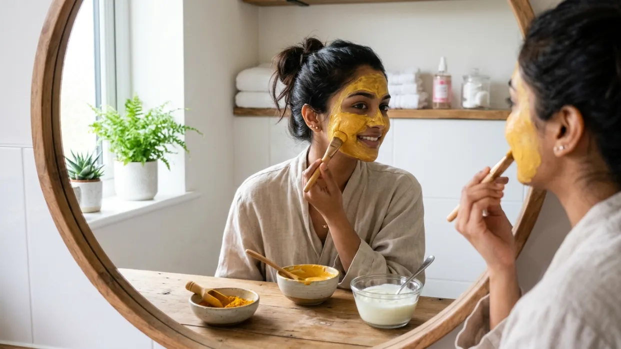 Yoghurt and turmeric pack