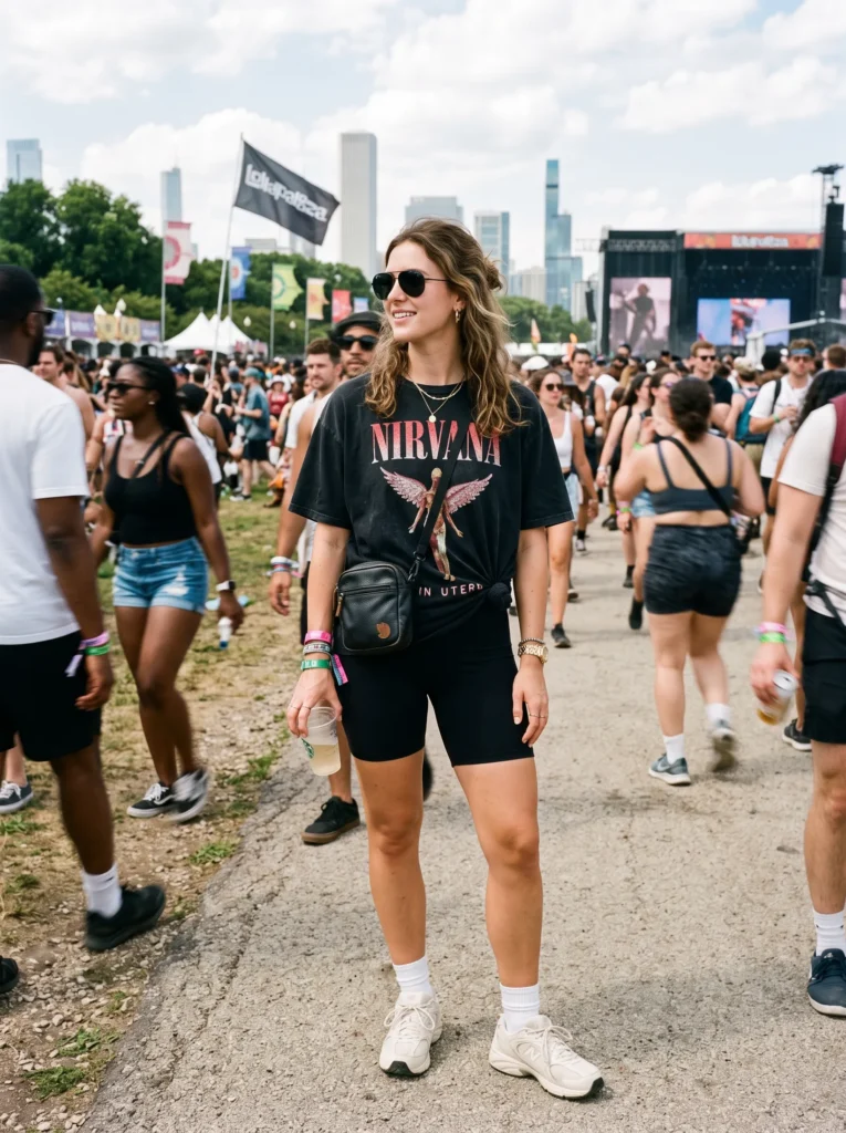 Bike shorts and an oversized tee
