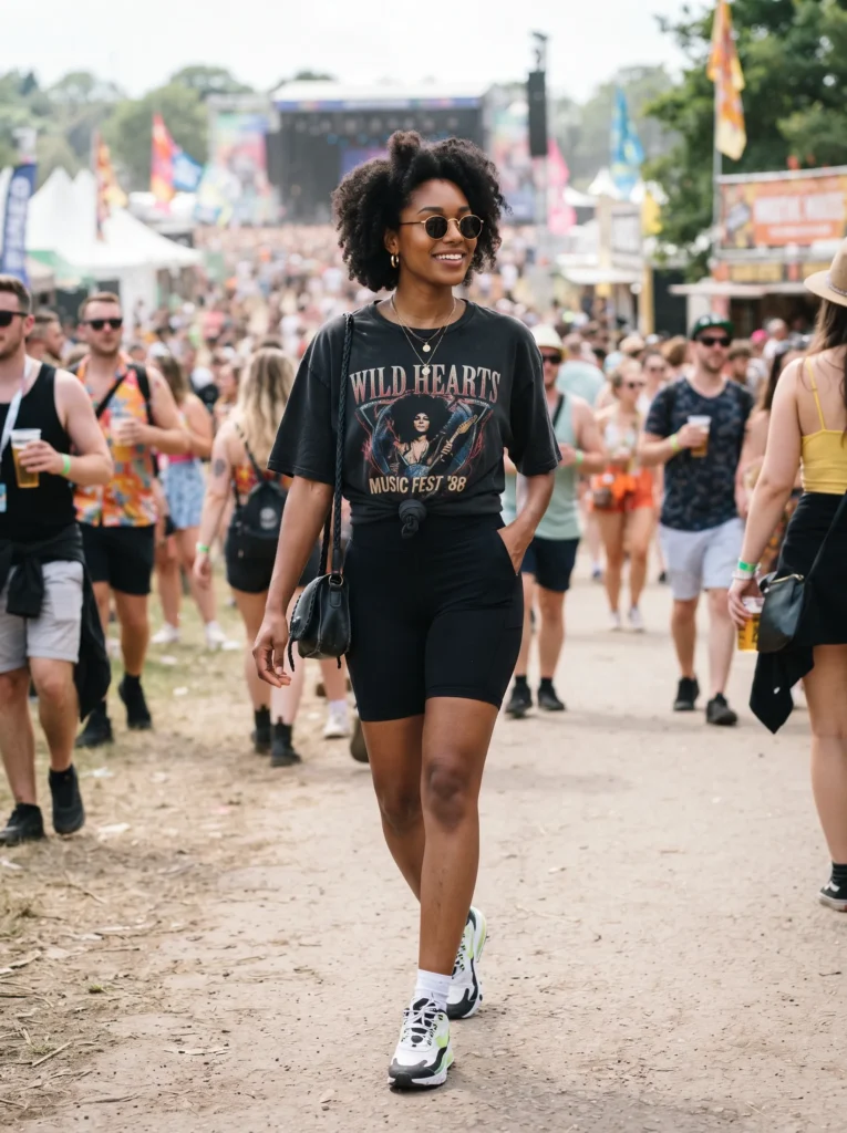 Bike shorts and an oversized tee