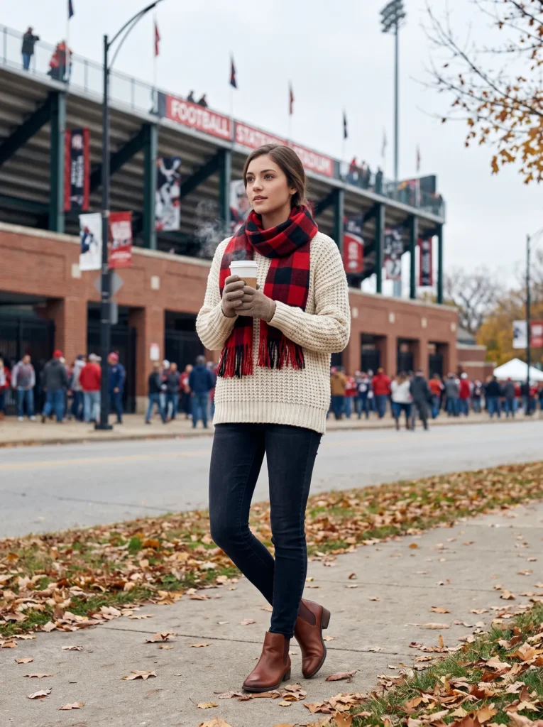 Buffalo plaid scarf accent