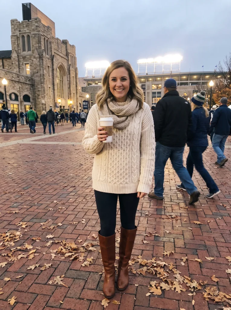 Cable knit sweater with leggings