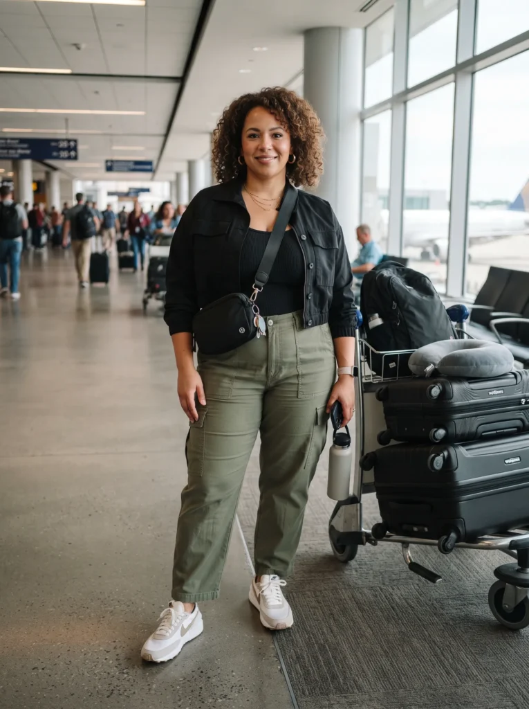 Cargo pants with a cropped jacket