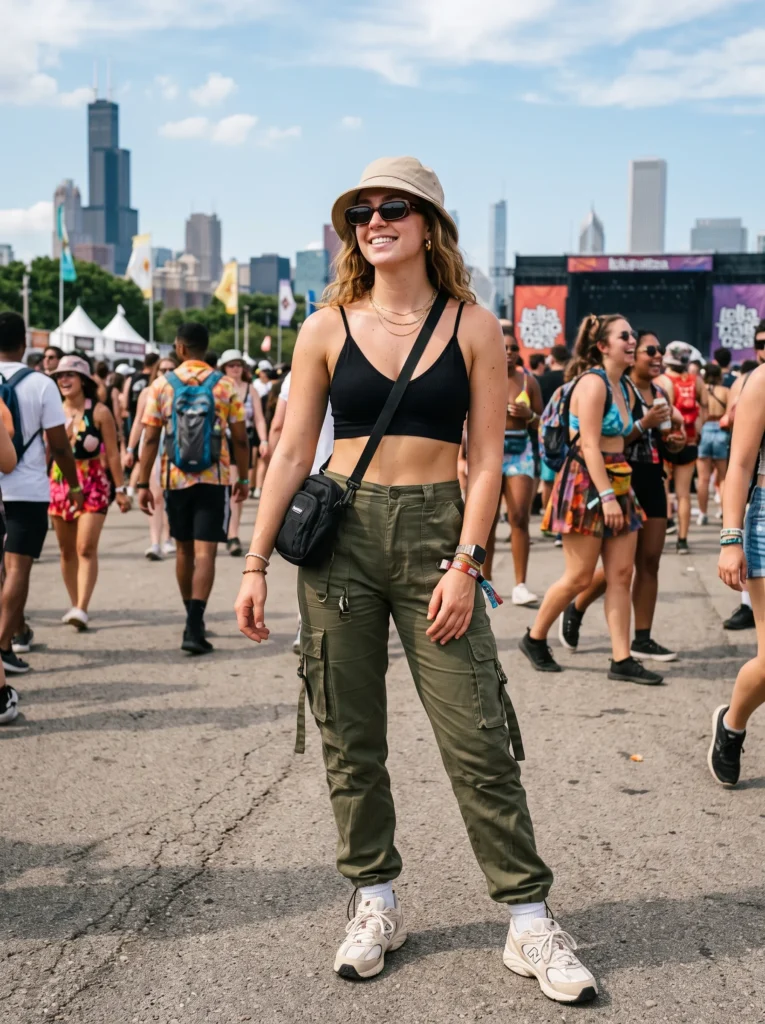 Cargo pants and a bralette