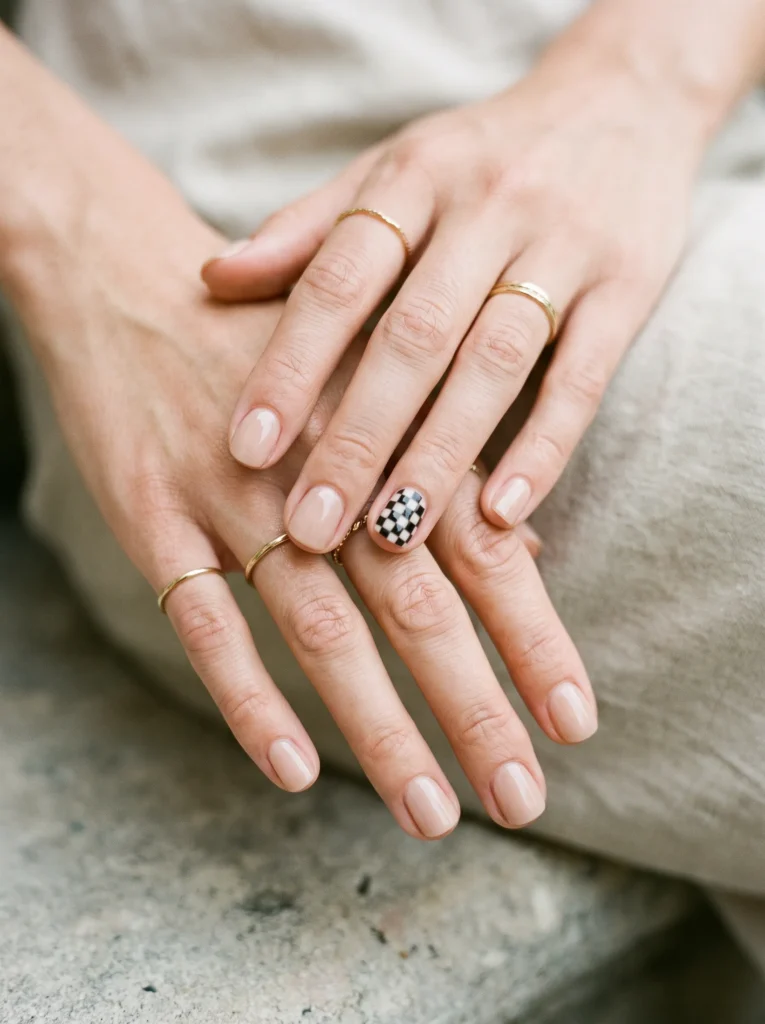 Checkerboard accent nail