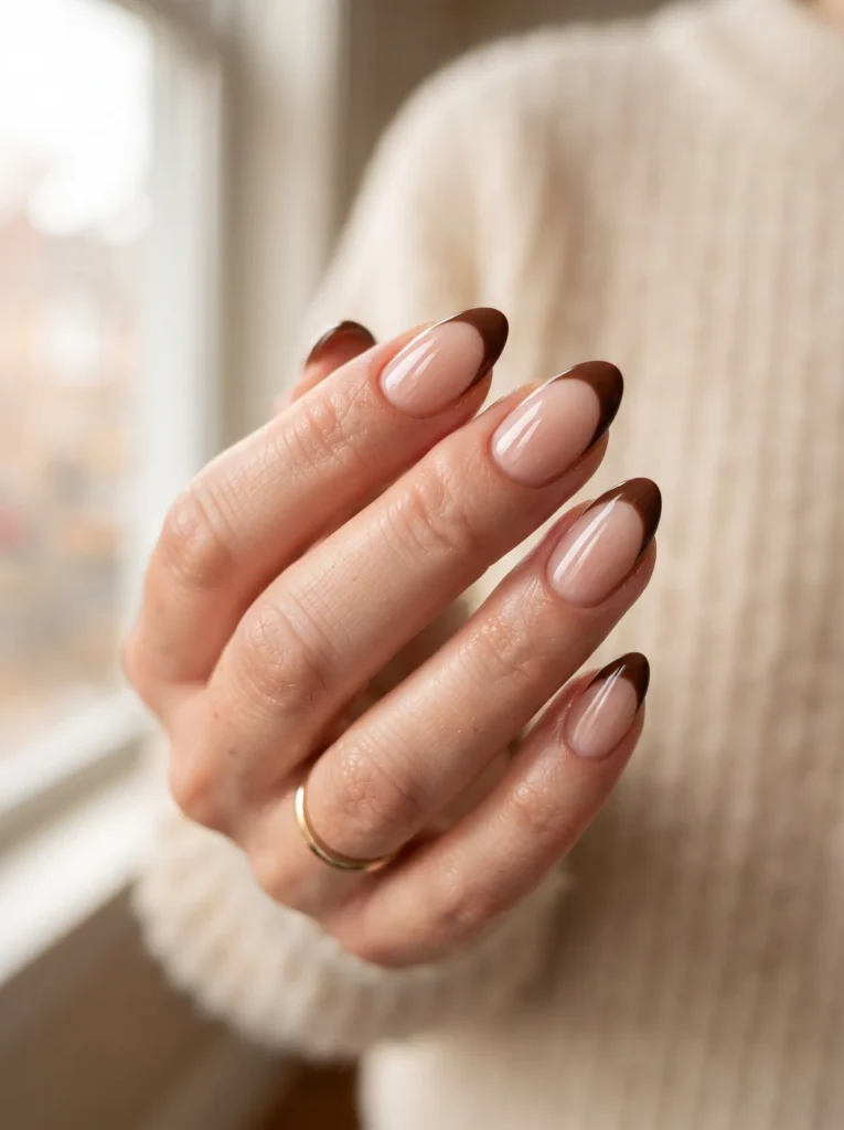 Chocolate brown french tips