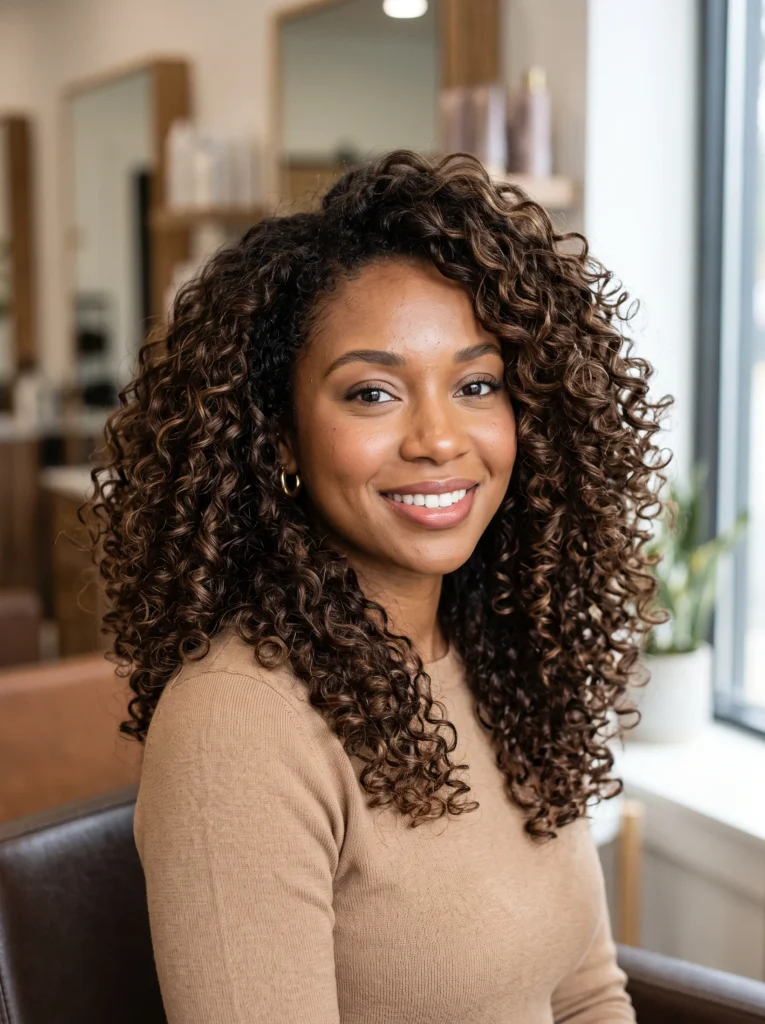 Chocolate brown for curly hair