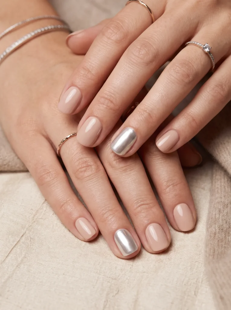 Chrome accent nail