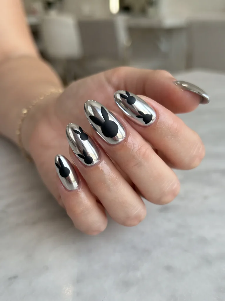 Chrome base with matte bunny