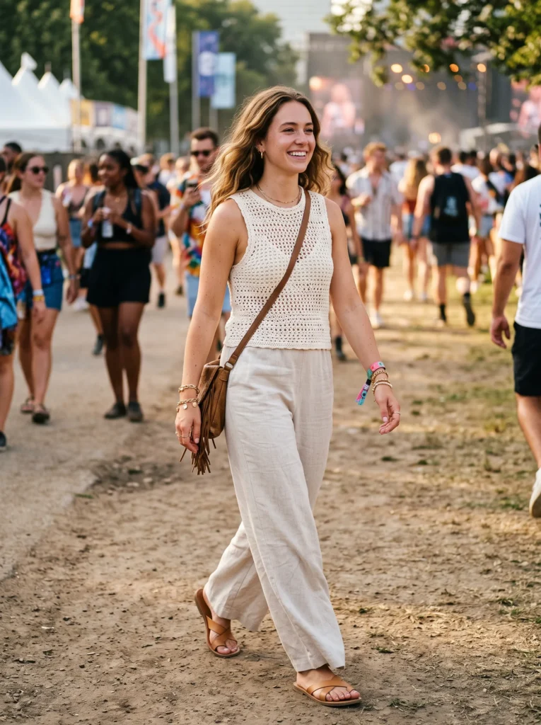 Crochet top and wide leg pants