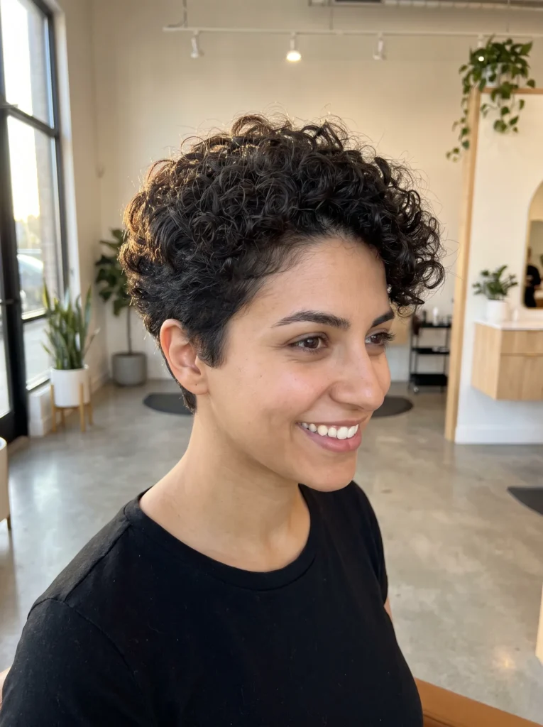 Curly pixie cut