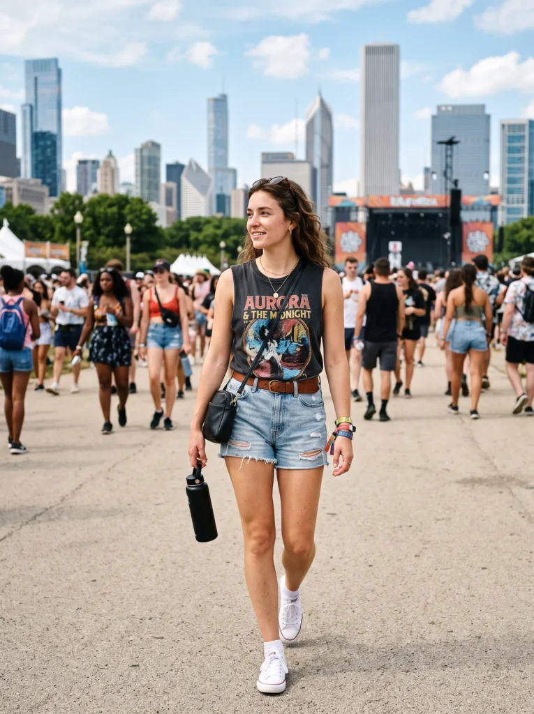 Denim shorts and a graphic tank