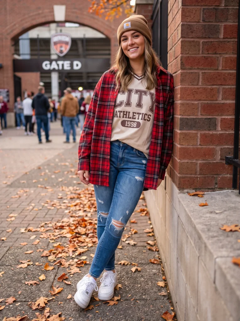 Flannel over a team tee