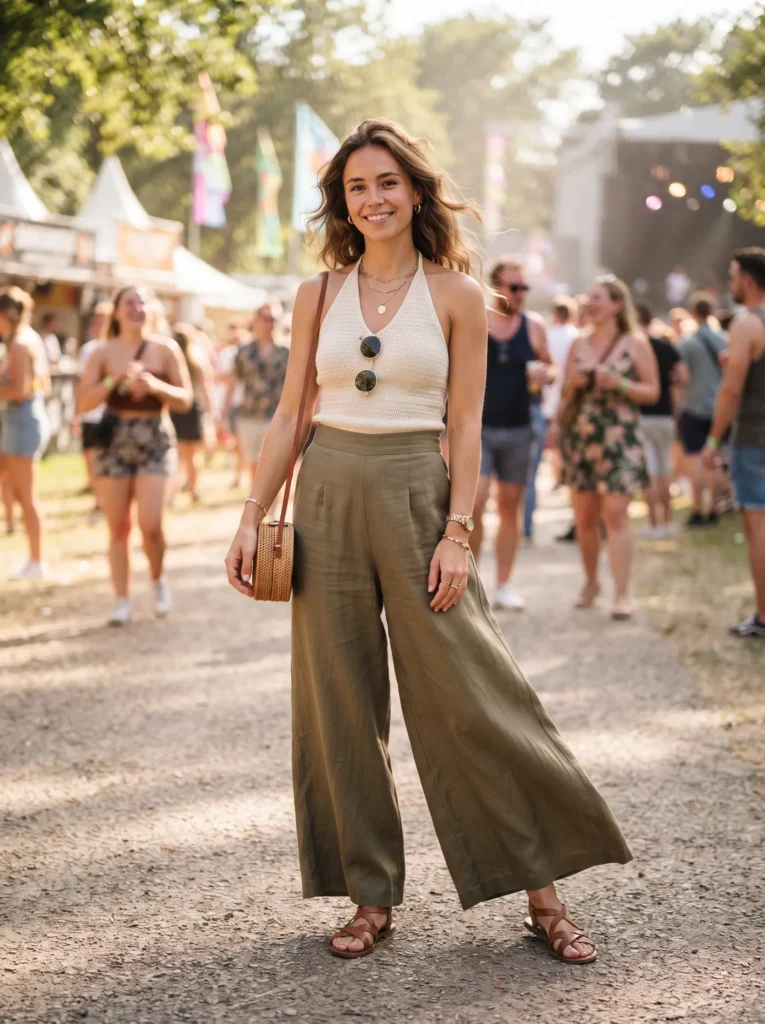Halter top and wide leg pants