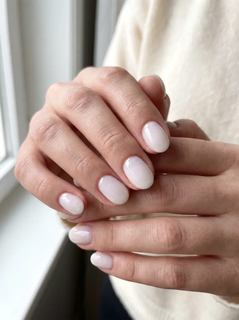 Milky white nails