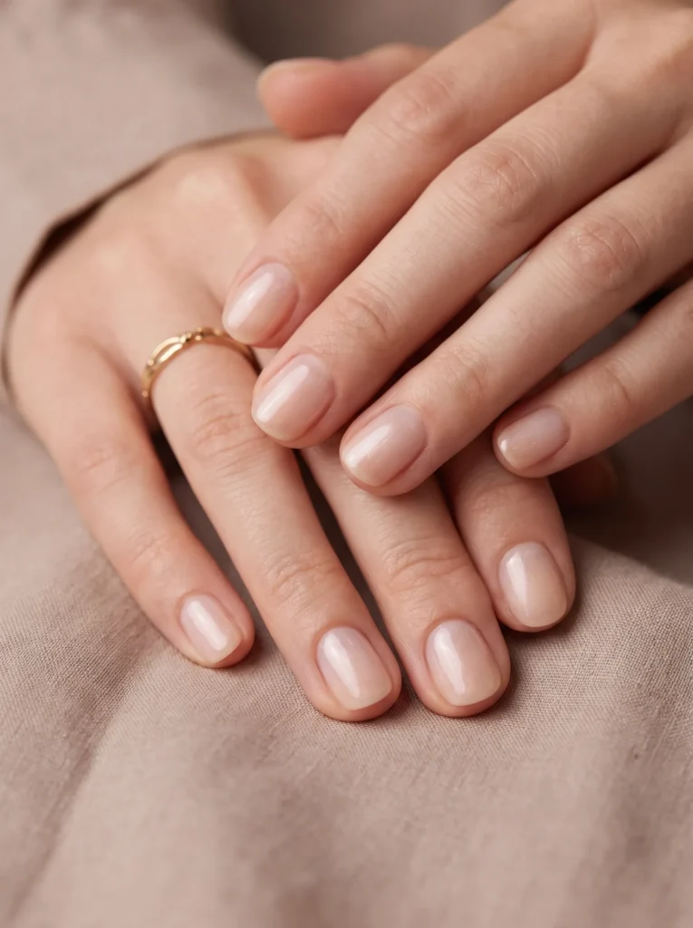 Nude glazed nails