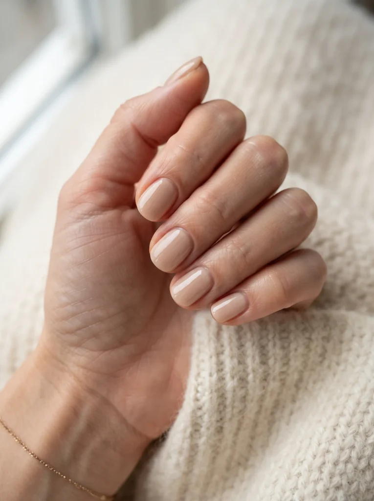Nude with a glossy finish