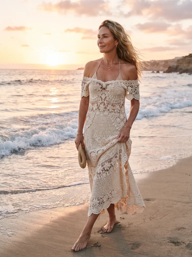 Off shoulder crochet dress