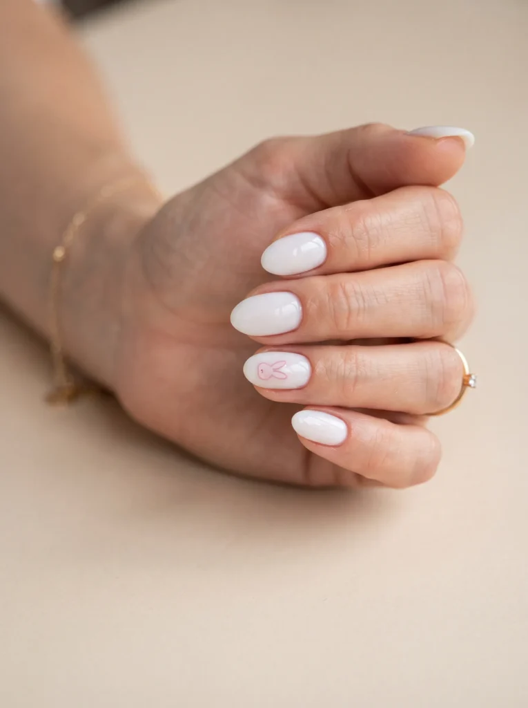Single bunny silhouette accent nail