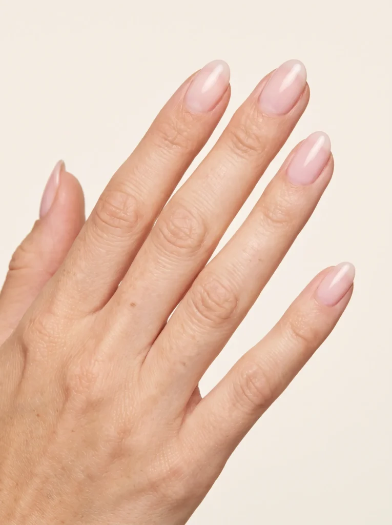 Soft pink almond tips