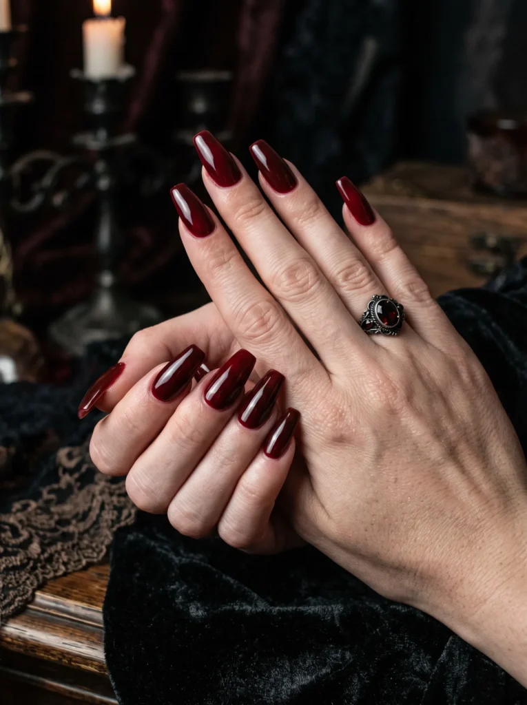 Blood red coffin nails