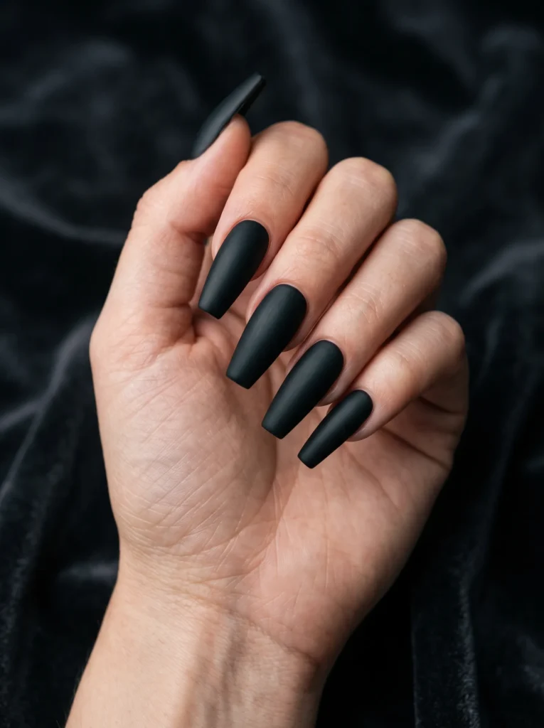 Classic matte black coffin nails