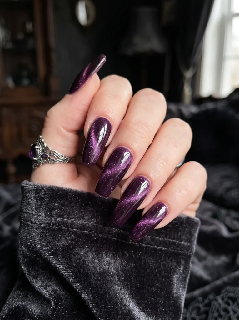 Deep purple velvet nails