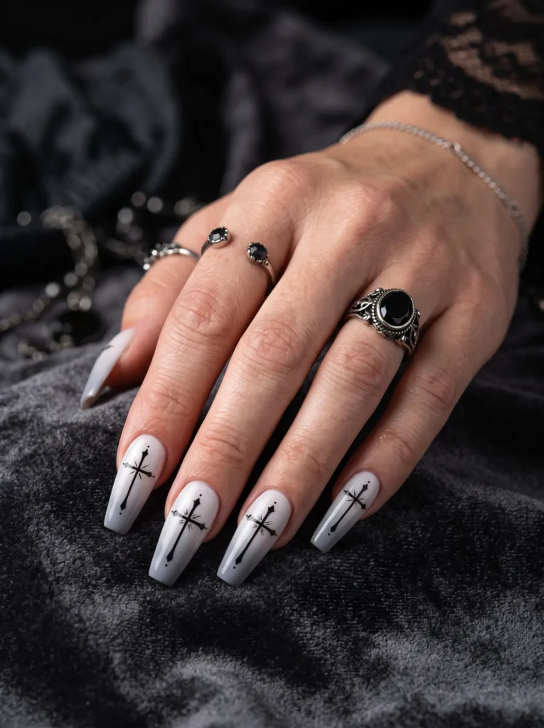 Gothic cross nail art