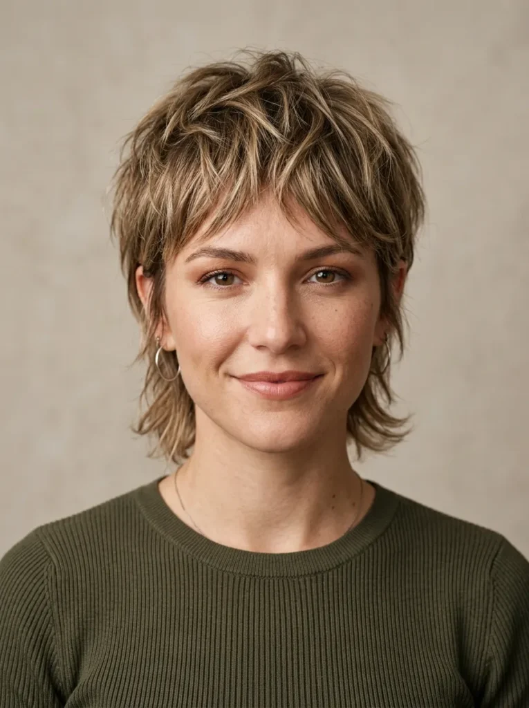 Messy mullet inspired short cut