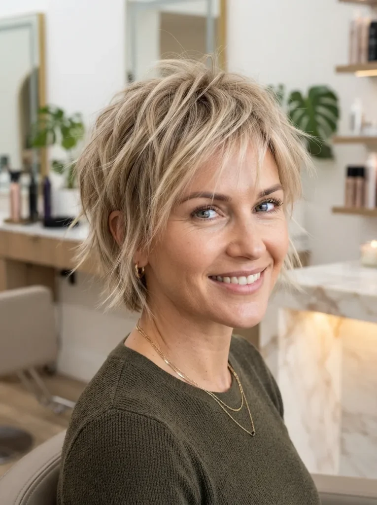 Messy short cut for fine hair