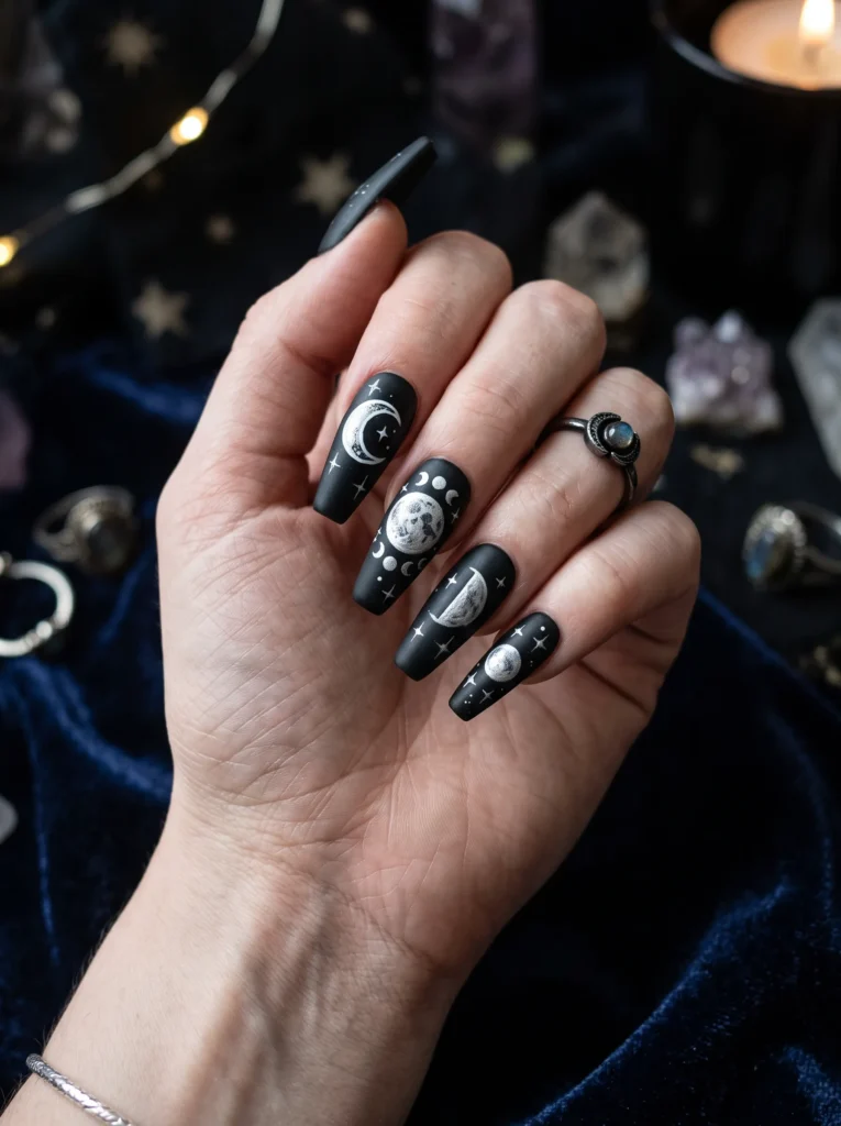 Moon phase nail art