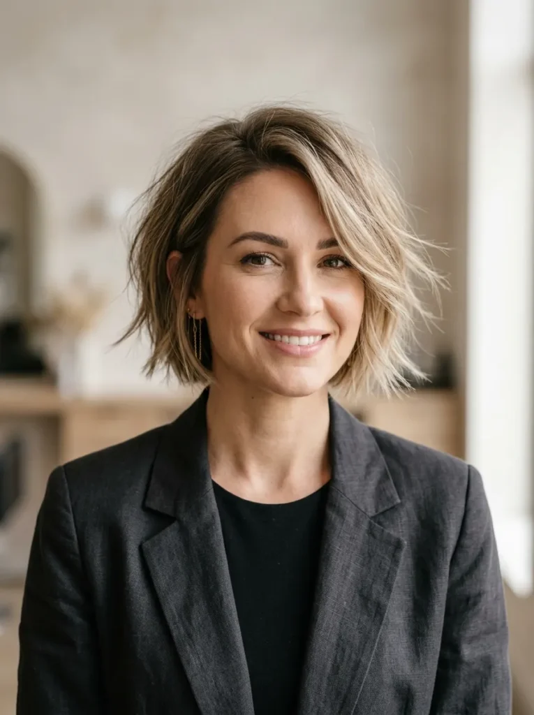 Razor cut short bob