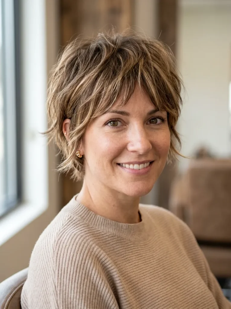 Shaggy pixie with highlights