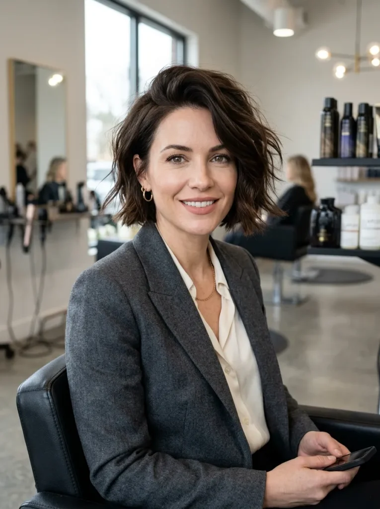 Short messy bob with side part