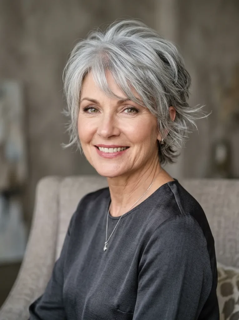 Silver and gray shaggy pixie
