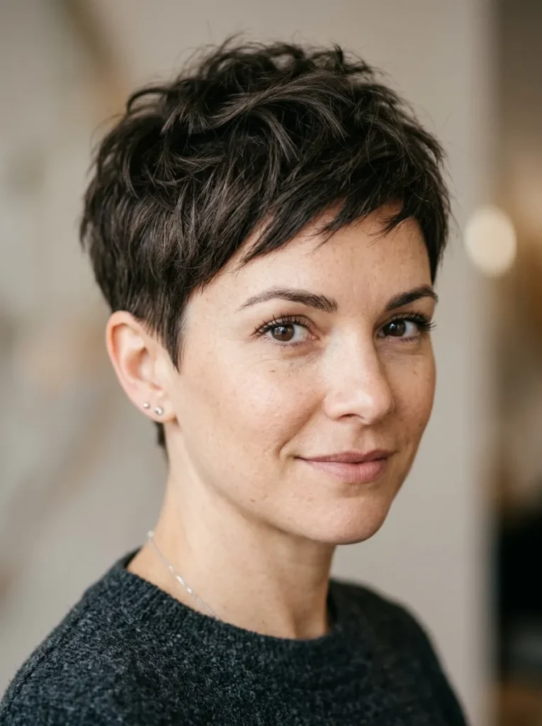 Textured crop shaggy pixie
