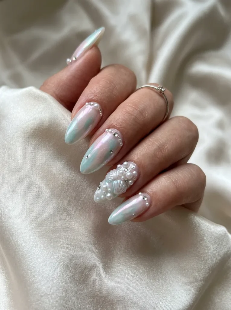 3d pearl detail nails