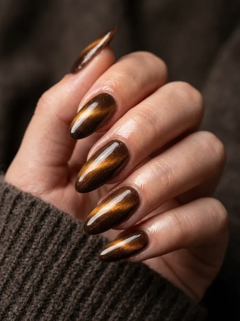 Brown cat eye with gold shimmer