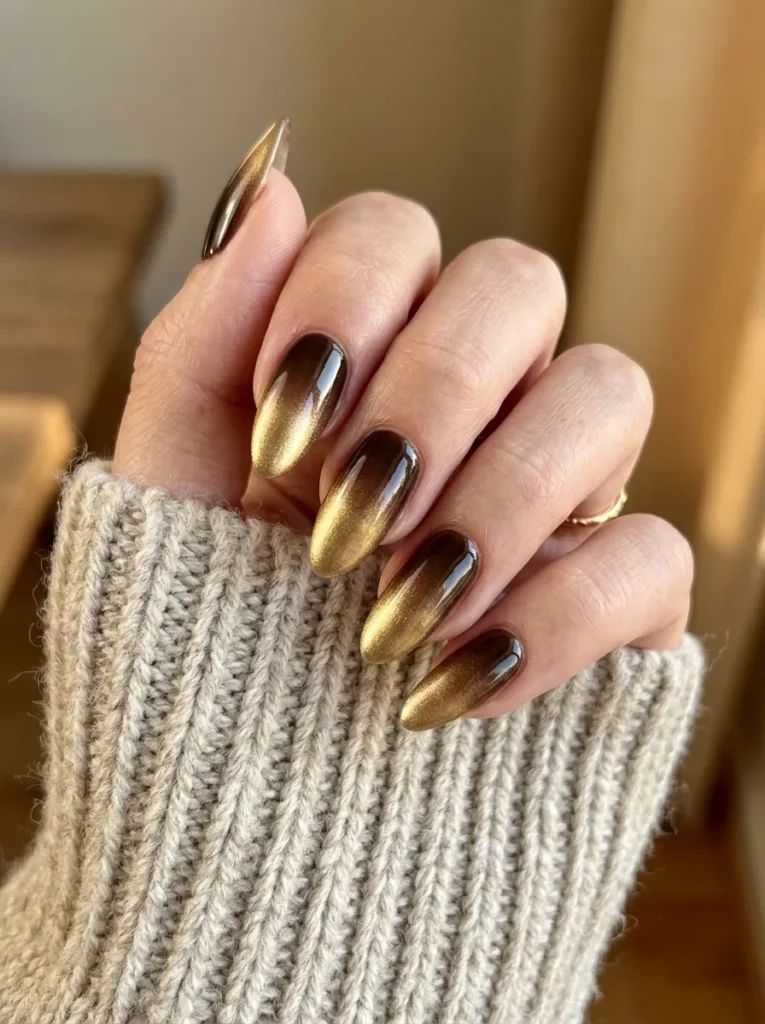 Brown ombre fading to gold