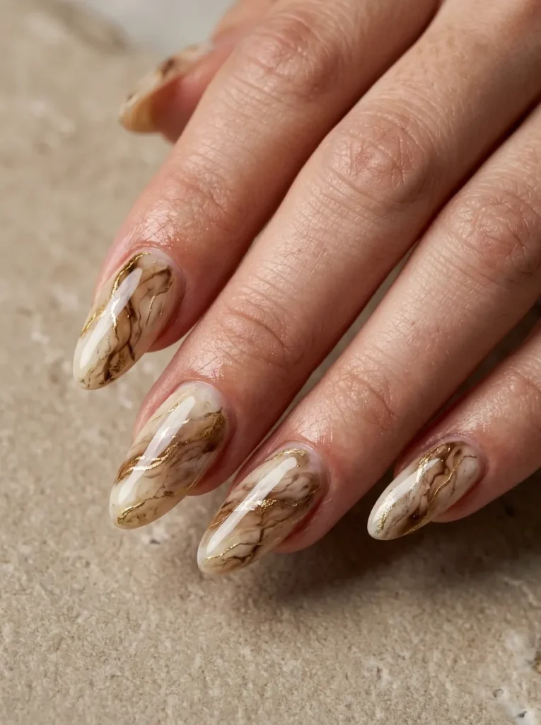 Brown and gold marble