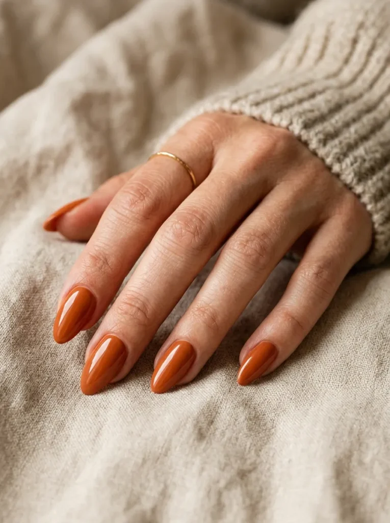Burnt orange almond nails