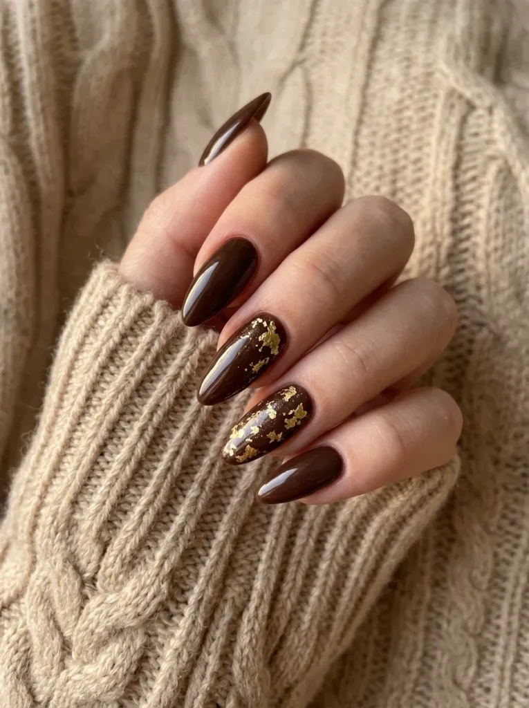 Chocolate brown with gold foil accents