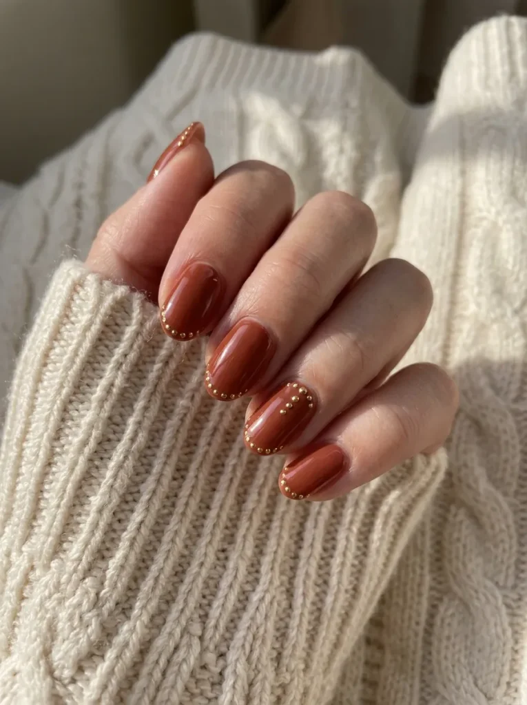 Cinnamon brown with gold dots