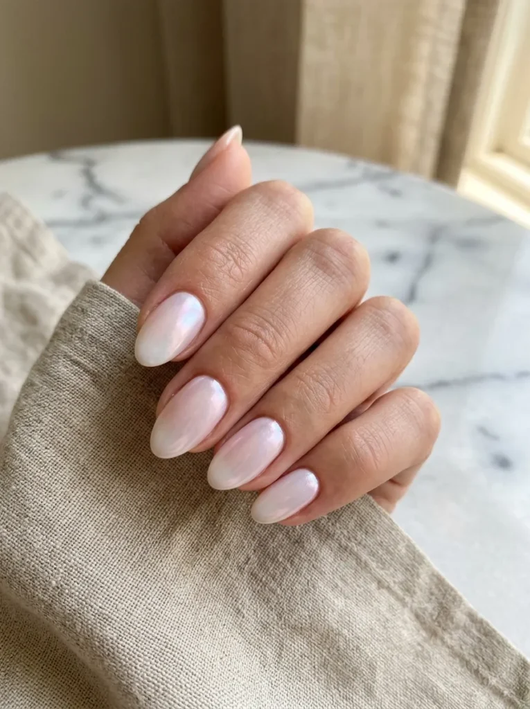Classic pearl chrome mermaid nails