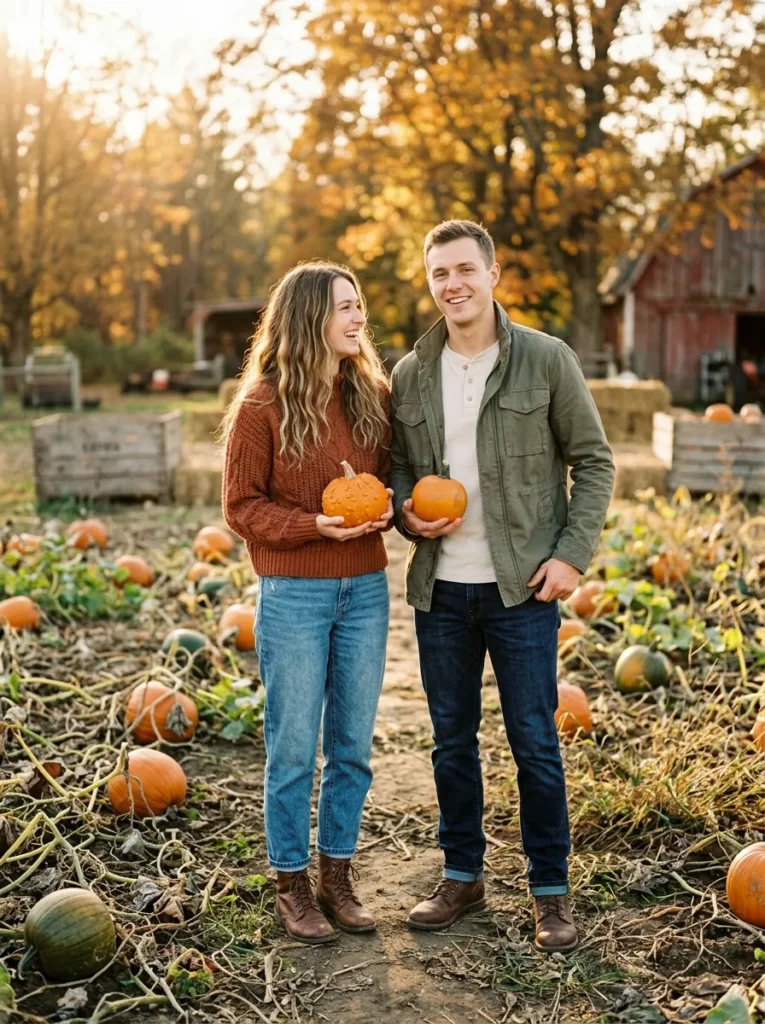 Coordinated earth tones for couples